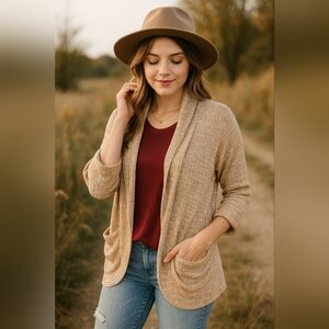 Scarlett Cozy Neutral Boho Cardigan — Size L
